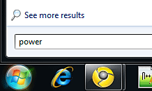 Windows 7 Start, Search Box, Power